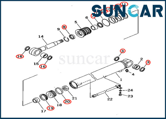 707-98-24920 Boom Cylinder Seal Kit Service Kit Dibuat untuk Komatsu PC30-7 PC30R-7 Model Excavator
