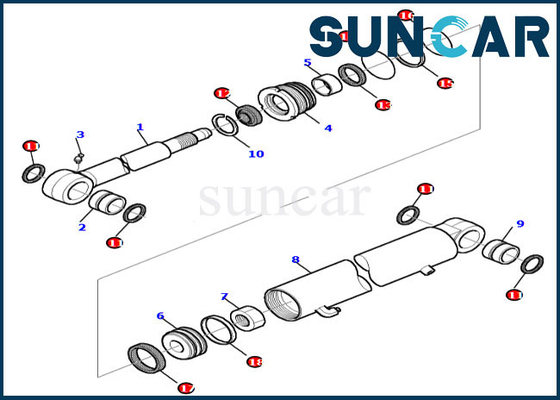 Kit Penyegelan Lengan Excavator 878000413 PC30-7 PC35R-8 Kit Perbaikan Segel Silinder Hidrolik Komatsu