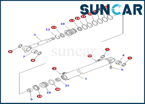 Kit Segel Silinder Boom Komatsu 707-98-23890 7079823890 Kit Penggantian Silinder Boom Untuk PC27MR-3 PC27MR-2