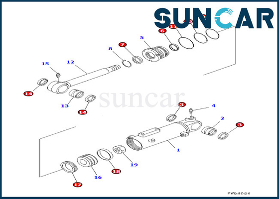 Kit Penyegel Silinder Pisau Komatsu 707-98-22180 7079822180 Cocok untuk F4EC-1 F5EC-1 F6EC-1