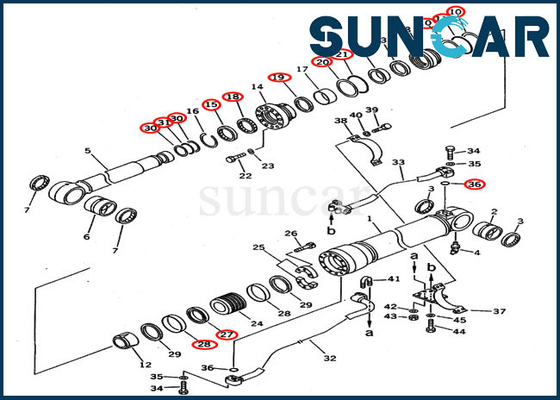 707-99-58210 Boom Cylinder Service Seal Kit Untuk PC300-5 PC300LC-5 Versi Luar Negeri Komatsu Excavator