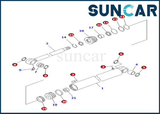 707-98-22890 7079822890 Kit Servis Boom Swing Cylinder Komatsu Cocok untuk PC27MR-3 PC27MR-2