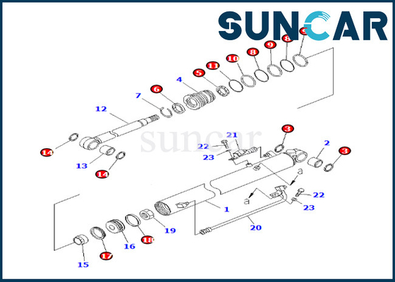 Komatsu 707-98-24170 7079824170 Boom Cylinder Seal Repair Kit Cocok untuk BR200T-1 BR200T-1 BR200T-1A