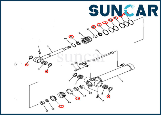 7079822080 707-98-22080 Lengan Silinder Perbaikan Seal Kit Komatsu Cocok untuk PC28UD-2 PC28UG-2 PC28UU-2