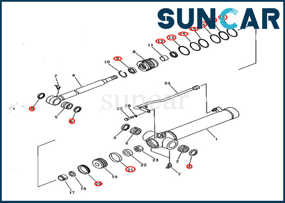 Komatsu 707-98-22170 7079822170 Untuk PC28UD-2 PC28UG-2 PC28UU-2 Arm Cylinder Service Kit