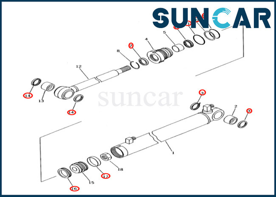Kit Segel Silinder Lengan Geser 707-98-04610 7079804610 Komatsu Cocok untuk PC27R-8 PC28UD-2 PC28UG-2