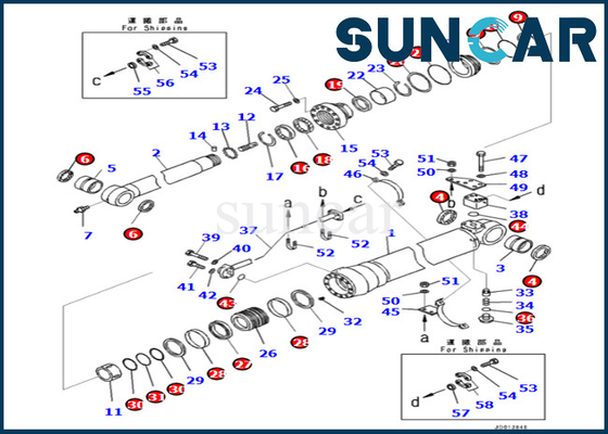 7079959680 707-99-59680 Komatsu Arm Cylinder Repair Seal Kit Untuk PC290LC-10 PC290NLC-10