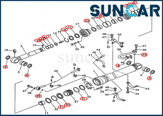Kit Segel Excavator 207-63-02120 Kit Perbaikan Silinder Lengan Untuk Versi Luar Negeri PC300-5 PC300LC-5 Komatsu