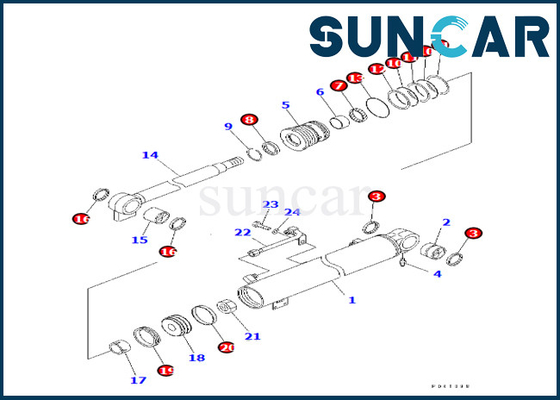 Kit Servis Silinder Boom Komatsu 707-98-24880 7079824880 Untuk Kit Penyegelan Silinder Boom PC30R-8