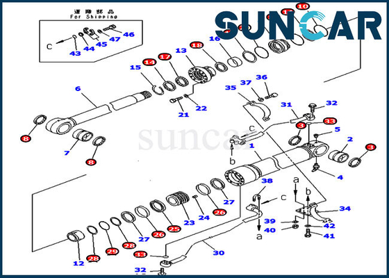 Kit Perbaikan Boom Seal 707-99-58360 7079958360 PC300LC-6 PC300LC-6 Kit Penyegelan Silinder Komatsu