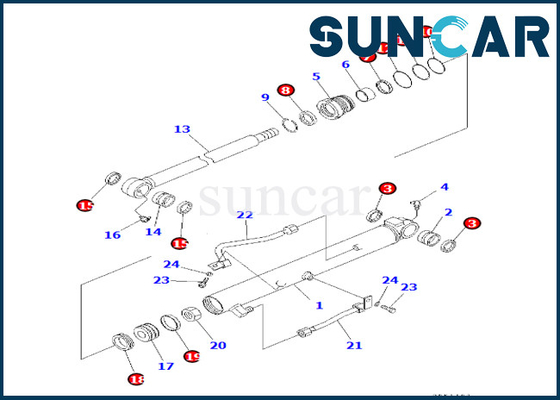 707-98-14260 7079814260 Kit Layanan Silinder Bucket Komatsu Untuk PC30R-8 Kit Penggantian Silinder Bucket