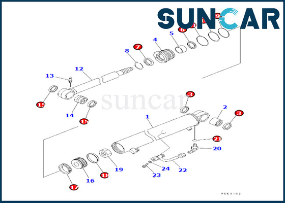7079823810 707-98-23810 Komatsu Arm Cylinder Repair Seal kit Cocok untuk PC35MR-1 PC35MRX-1A