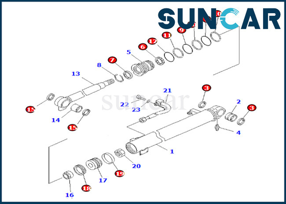 707-98-24281 7079824281 Kit Penyegelan Silinder Boom Komatsu Untuk PC35MR-1 PC35MRX-1A Kit Layanan Boom Cylinder