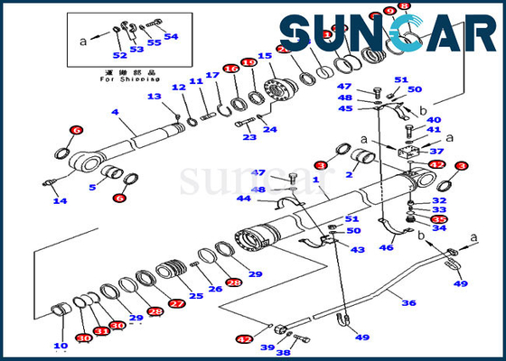 Kit Servis Excavator 707-99-72300 Kit Segel Silinder Hidraulik Untuk Model Komatsu PC300LC-7 PC350LC-7