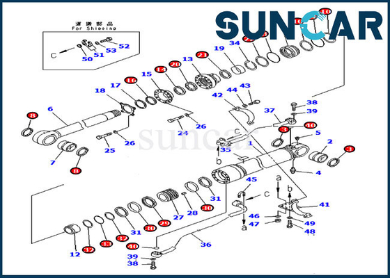 Kit Penyegelan Boom 707-99-59360 Kit Segel Minyak Excavator Silinder Hidrolik Cocok Untuk PC300-7 Komatsu