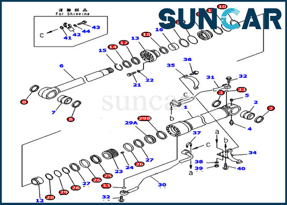 PC300LC-7 PC360-7 707-99-58030 Komatsu Boom Service Kit Ketahanan Aus Silinder Perbaikan Seal Kit