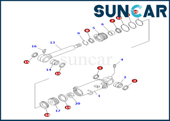 Kit Servis Silinder Blade 707-98-31110 7079831110 Komatsu Untuk PC35MR-1 Kit Penyegelan Silinder Blade