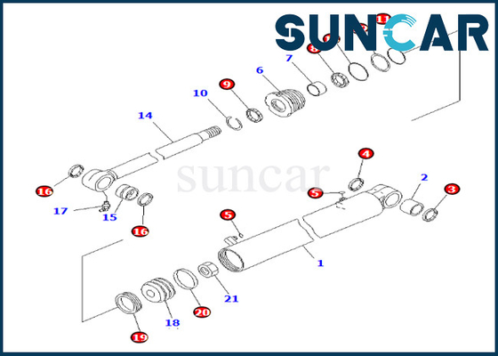 Komatsu 7079829630 707-98-29630 Boom Swing Cylinder Seal Perbaikan Kit Untuk PC35MR-3 PC35MR-2