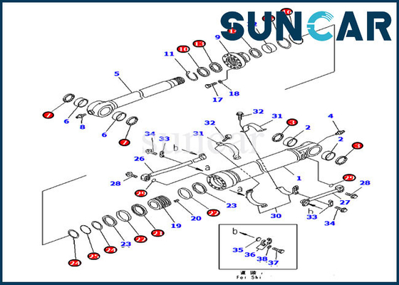 707-99-59610 Cylinder Service Kit Seal Kit 7079959610 Untuk PC300LC-7 PC350LC-7 Komatsu Model Parts
