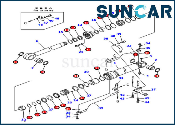 707-99-58440 Excavator Boom Seal Kit Silinder Hidrolik Cocok untuk PC300-7 Komatsu Penggantian Sealing Kit