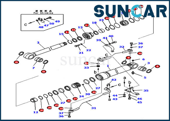 PC350-8 PC300-8 707-99-58081 Kit Perbaikan Segel Komatsu Boom Kit Segel Minyak Silinder Hidrolik