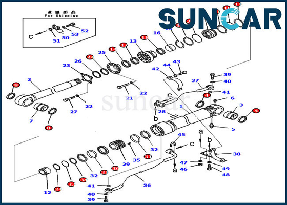 PC300-8 Komatsu 707-99-59362 Kit Perbaikan Silinder Boom 7079959362 Kit Segel Oli Pengganti Hidrolik