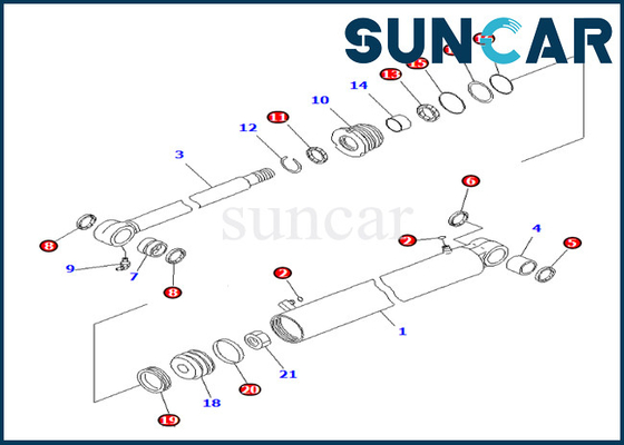 Komatsu 707-98-29670 7079829670 Boom Swing Cylinder Seal Kit Untuk PC35MR-3 Minyak Dan Tahan Aus