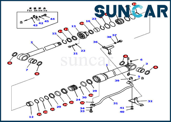 Kit Perbaikan Seal 721-98-00510 PC360LC-11 PC390LC-11 Komatsu Boom Cylinder Penggantian Sealing Kit