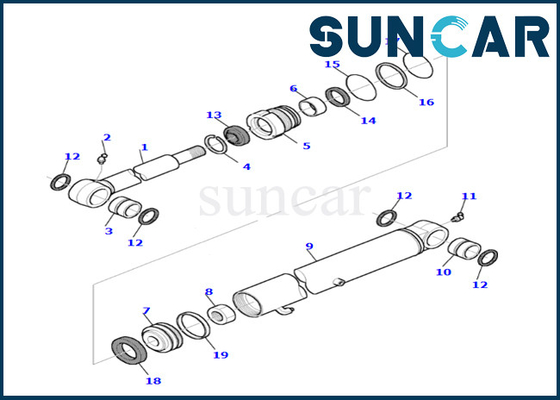 Kit Segel Silinder Bucket 878000538 Kit PC35R-8 Komatsu Aus Dan Tahan Minyak Kit Servis Silinder Bucket