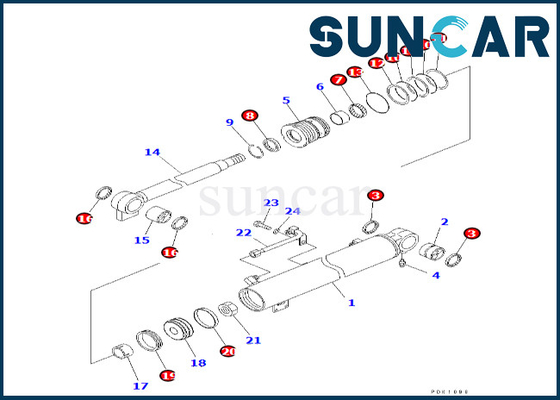 707-98-24280 7079824280 Kit Penyegelan Silinder Boom Cocok untuk PC35R-8 Komatsu Kit Perbaikan Silinder Boom