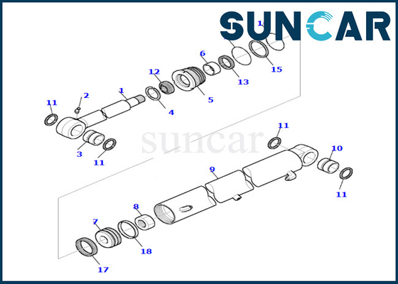 878000657 Boom Swing Cylinder Seal Kit Komatsu Cocok untuk PC35R-8 Boom Swing Cylinder Seal Repair Kit