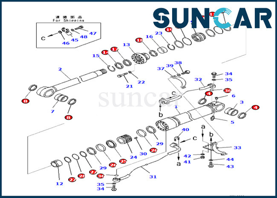 Kit Penyegelan Silinder Boom 707-99-59140 707-99-59140 Komatsu Untuk PC360LC-10 PC390LL-10
