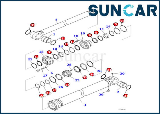 Kit Penyegelan Silinder Boom Komatsu 7219802600 721-98-02600 Untuk PC360LCI-11 PC390LCI-11