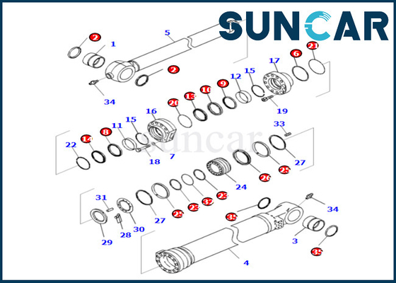 Komatsu Bucket Cylinder Seal Repair Kit 721-98-01990 7219801990 Untuk PC360LCI-11 D375AI-8E0 PC390LCI-11