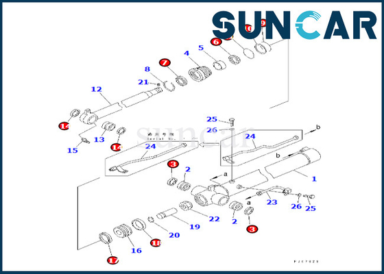 Kit Penyegelan Silinder Lengan Komatsu 707-98-25260 7079825260 Untuk Kit Layanan Silinder Lengan PC38UU-3