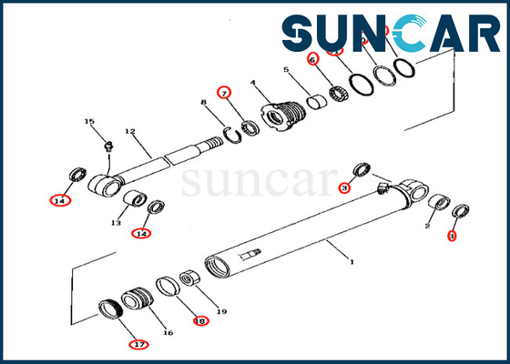 Komatsu 707-98-25520 Kit Servis Boom Swing Cylinder 7079825520 Cocok untuk PC38UU-2 PC38UUM-2 PC40-7