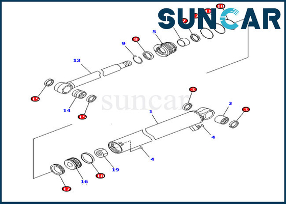 Kit Penyegelan Silinder Lengan 707-98-22870 Kit Perbaikan Hidraulik Cocok untuk Excavator Komatsu PC30MR-2 PC30MR-2-A