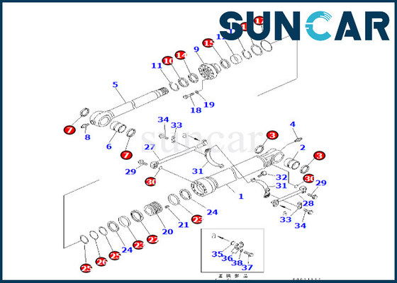 Kit Segel Silinder Bucket 707-99-66240 7079966240 Komatsu Untuk PC400-7 PC300LL-7E0 PC350LL-7E0