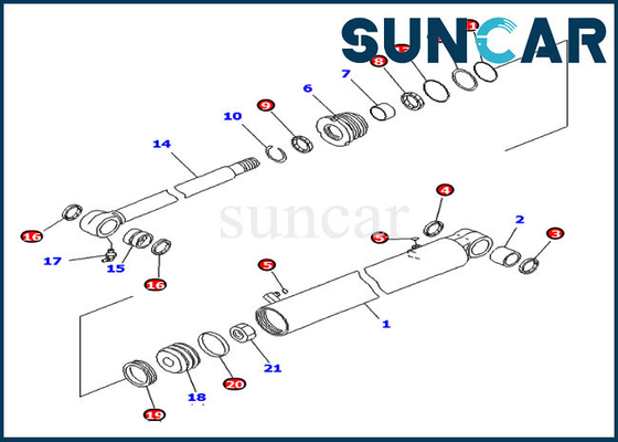 Ketahanan Aus 707-98-23180 Kit Layanan Boom Swing Cylinder Cocok Untuk PC30MR-3 PC30MR-2 Komatsu