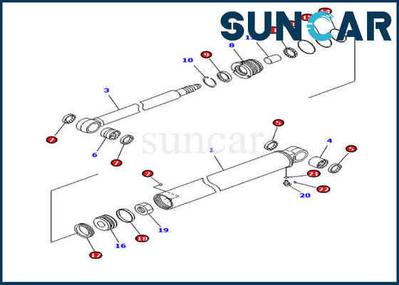 PC35MR-3 PC30MR-3 KOMATSU 707-98-23870 7079823870 Kit Segel Lengan Silinder Hidrolik