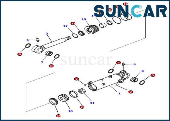 707-98-22930 Blade Cylinder Seal Kit Kit Servis Suku Cadang Cocok untuk Komatsu PC30MR-3 PC30MR-5 PC27MR-3