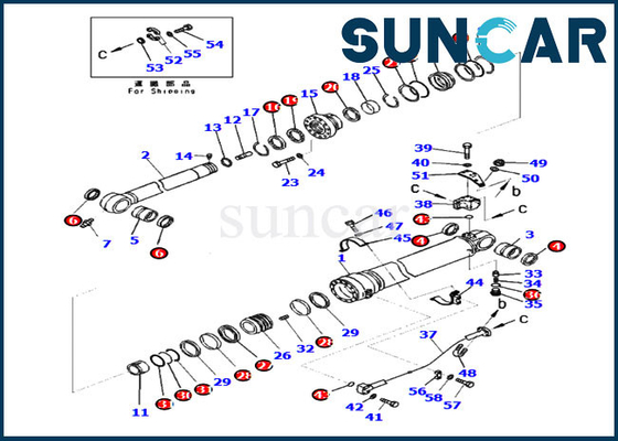 707-99-72080 Seal Kit Kit Perbaikan Silinder Lengan Komatsu PC360LC-10 Kit Servis PC390LC-10