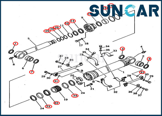 707-99-67015 Kit Layanan Excavator Silinder Bucket Untuk Backhoe Komatsu PC400-5D PC400-6C