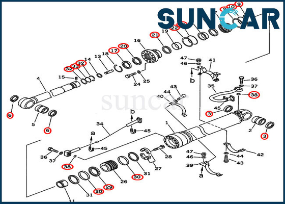 707-99-69500 ​​7079969500 ​​Arm Cylinder Seal Repair Kit Cocok untuk Versi Luar Negeri PC450-6 PC450LC-6 Komatsu