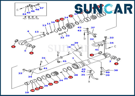 Kit Perbaikan Lengan Silinder Hidrolik 707-99-69520 Untuk Bagian Servis PC400LC-6 PC450LC-6 Komatsu