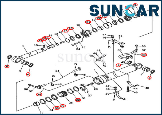 Arm Sealing Kit 707-99-69505 Kit Perbaikan Silinder Hidraulik Untuk Boom Tugas Berat Komatsu PC400-6C