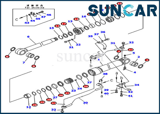 PC400-6C PC400LC-6Z Komatsu 707-99-67305 7079967305 Kit Layanan Boom Excavator Silinder Hidrolik