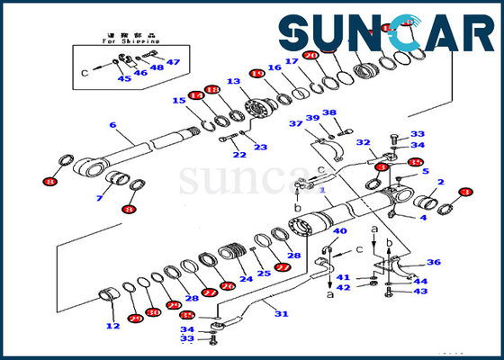 PC400-7 PC400LC-7 KOMATSU 707-99-72310 7079972310 Kit Segel Silinder Boom Kit Layanan Excavator
