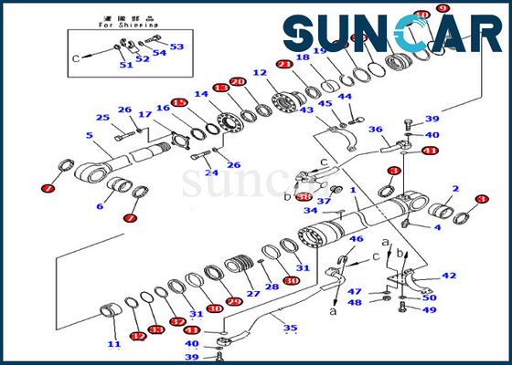 707-99-65200 7079965200 Kit Layanan Boom Cylinder Untuk Model Komatsu PC400-7 PC400LC-7 Sealing Kit