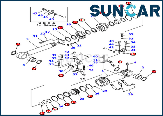 707-99-47821 7079947821 Kit Segel Silinder Dump Bawah Ketahanan Aus PC400-7 PC400LC-7 Kit Perbaikan Komatsu